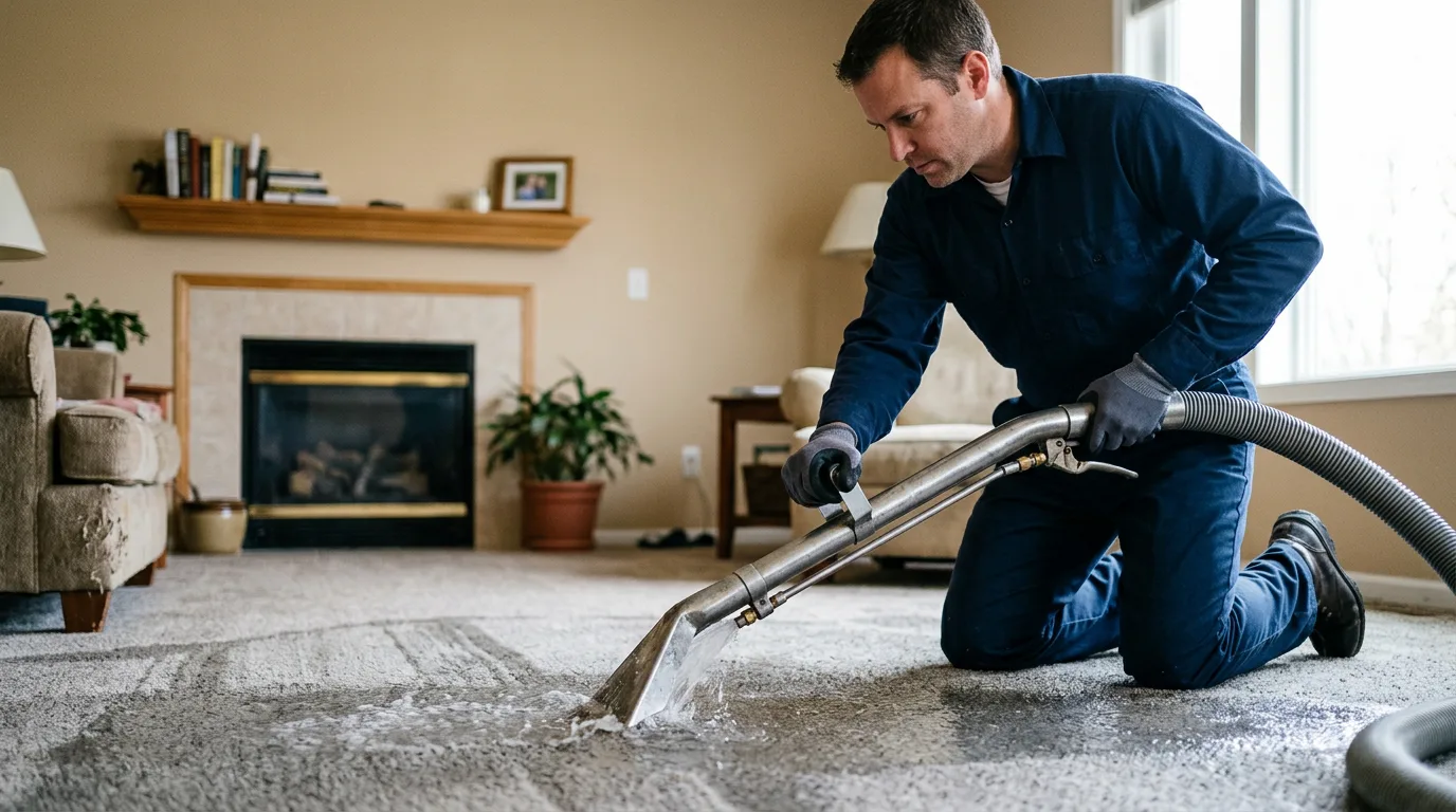 Water damage restoration technician working near Junior, WV